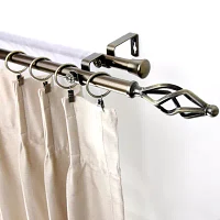 Rod Desyne Double 13/16" Adjustable Curtain with Marquise Finials