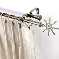 Rod Desyne Double 13/16" Adjustable Curtain with Sun Finials