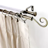 Rod Desyne Double 13/16" Adjustable Curtain with Curl Finials