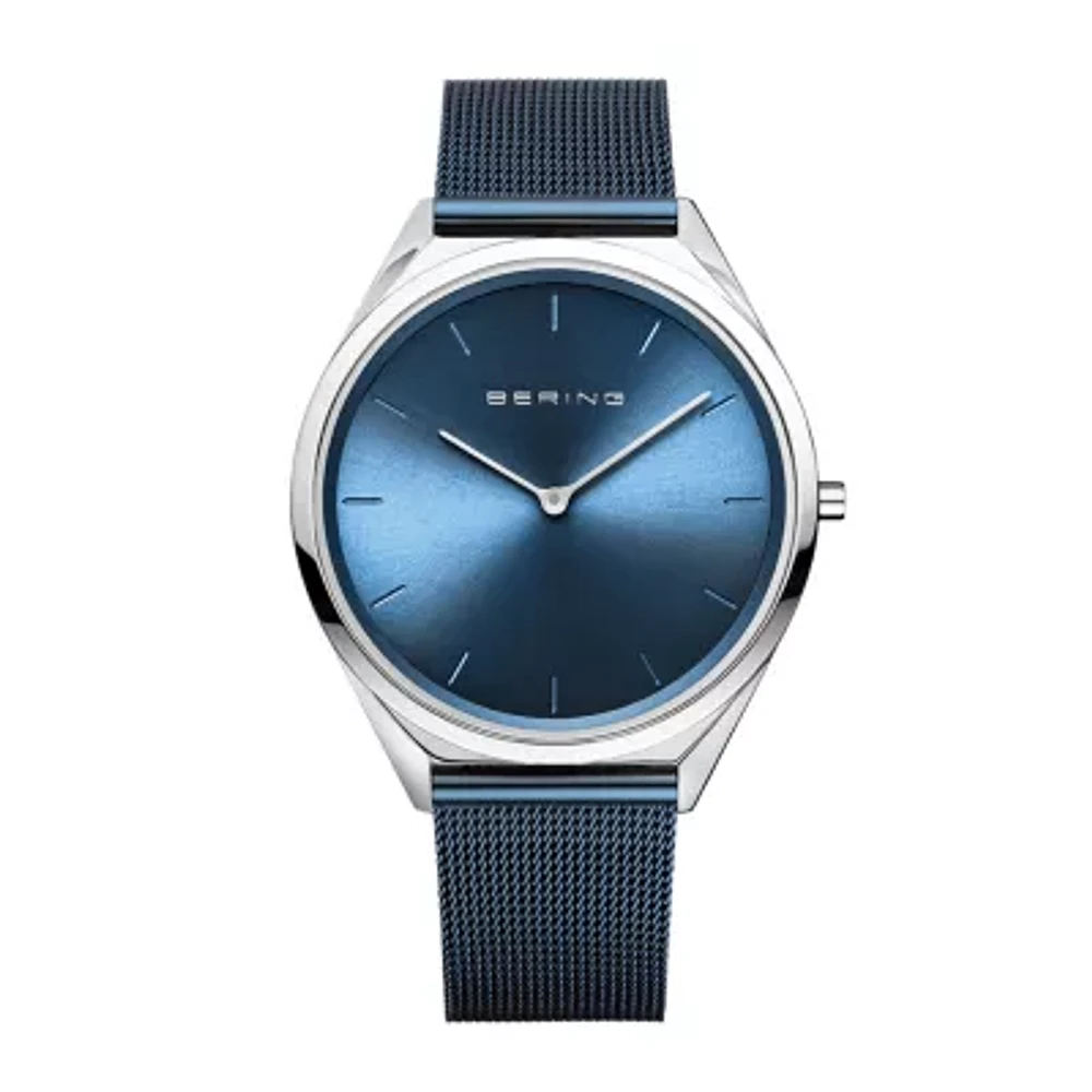 Bering Womens Blue Stainless Steel Bracelet Watch 17039-307
