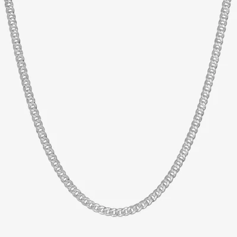 Made in Italy Sterling Silver Inch Solid Curb Chain Necklace