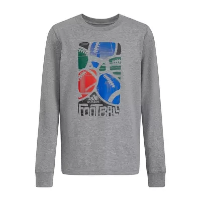 adidas Big Boys Round Neck Long Sleeve Graphic T-Shirt