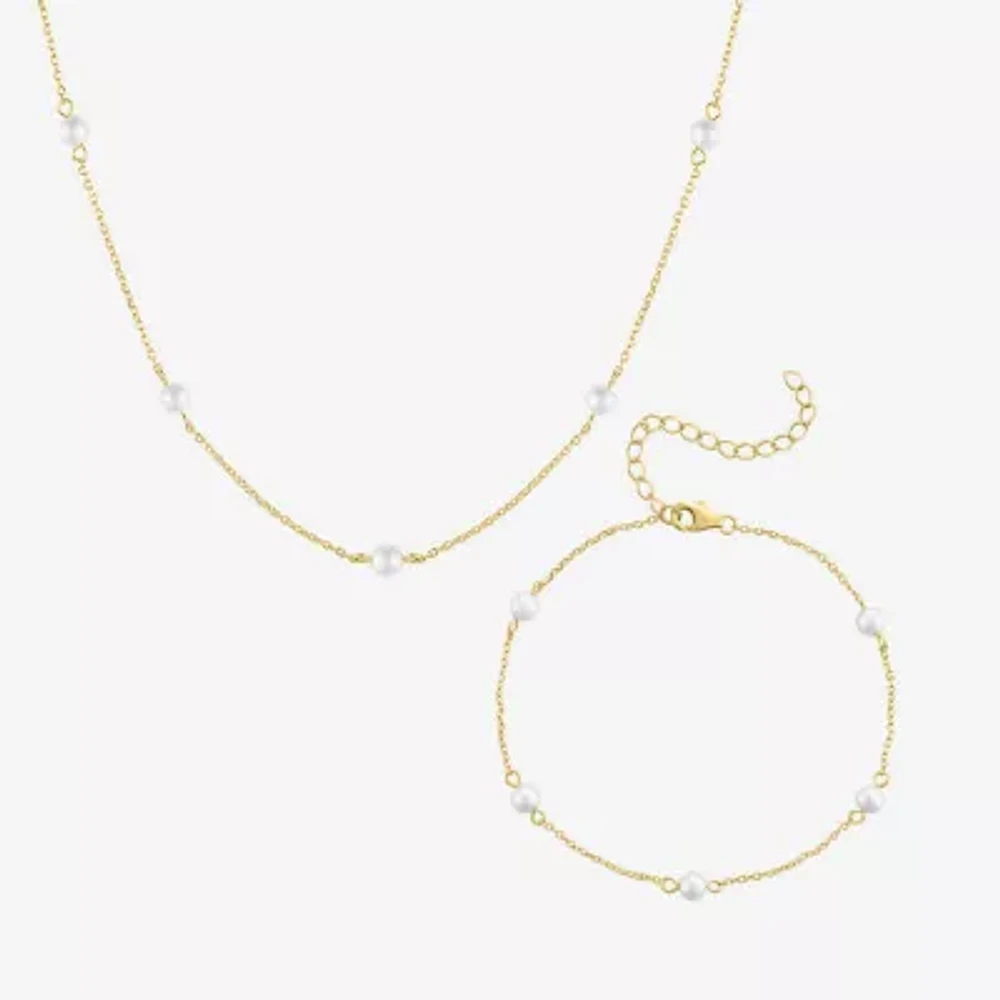 Yes, Please! White Cultured Freshwater Pearl 14K Gold Over Silver 2-pc. Jewelry Set