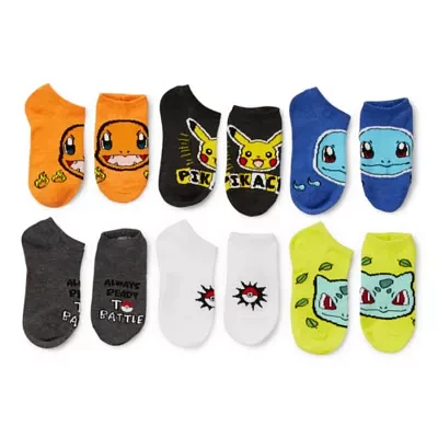 Big Boys 6 Pair Pokeman Multi-Pack No Show Socks