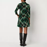 Jessica Howard Womens 3/4 Sleeve Plaid Shift Dress