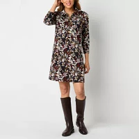 R & K Originals Womens 3/4 Sleeve Floral Shift Dress