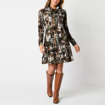 R & K Originals Womens Long Sleeve Shift Dress