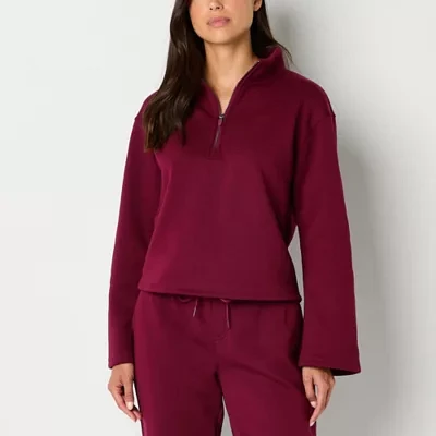 Xersion Womens Classic Fleece Mock Neck Long Sleeve Pullover Sweater