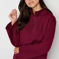 Xersion Womens Classic Fleece Mock Neck Long Sleeve Pullover Sweater