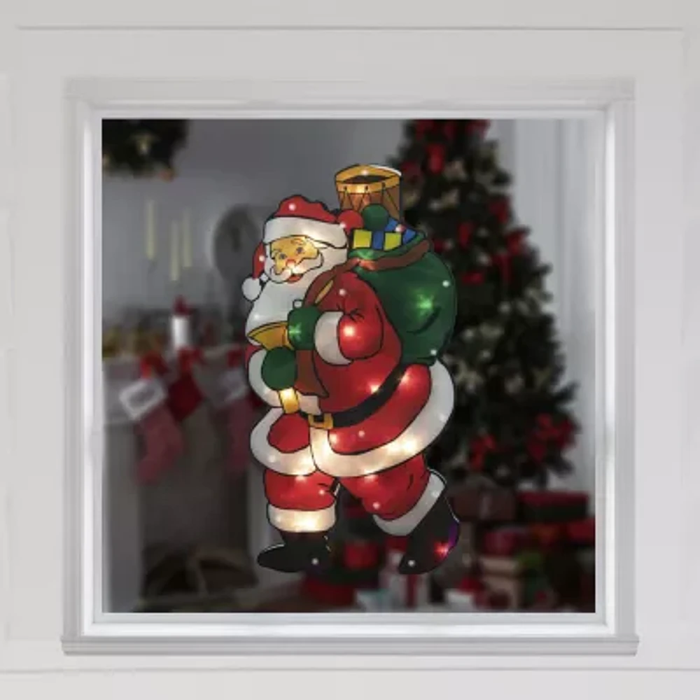 Northlight 17.5in Prelit Santa Christmas Window Decor