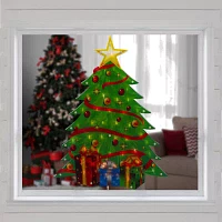 Northlight 22.5in  Tree With Presents Christmas Window Decor