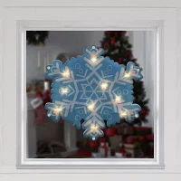 Northlight 11.75in Prelit Blue And White Snowflake Christmas Window Decor