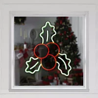 Northlight 12in Led Holly Berries Christmas Window Decor