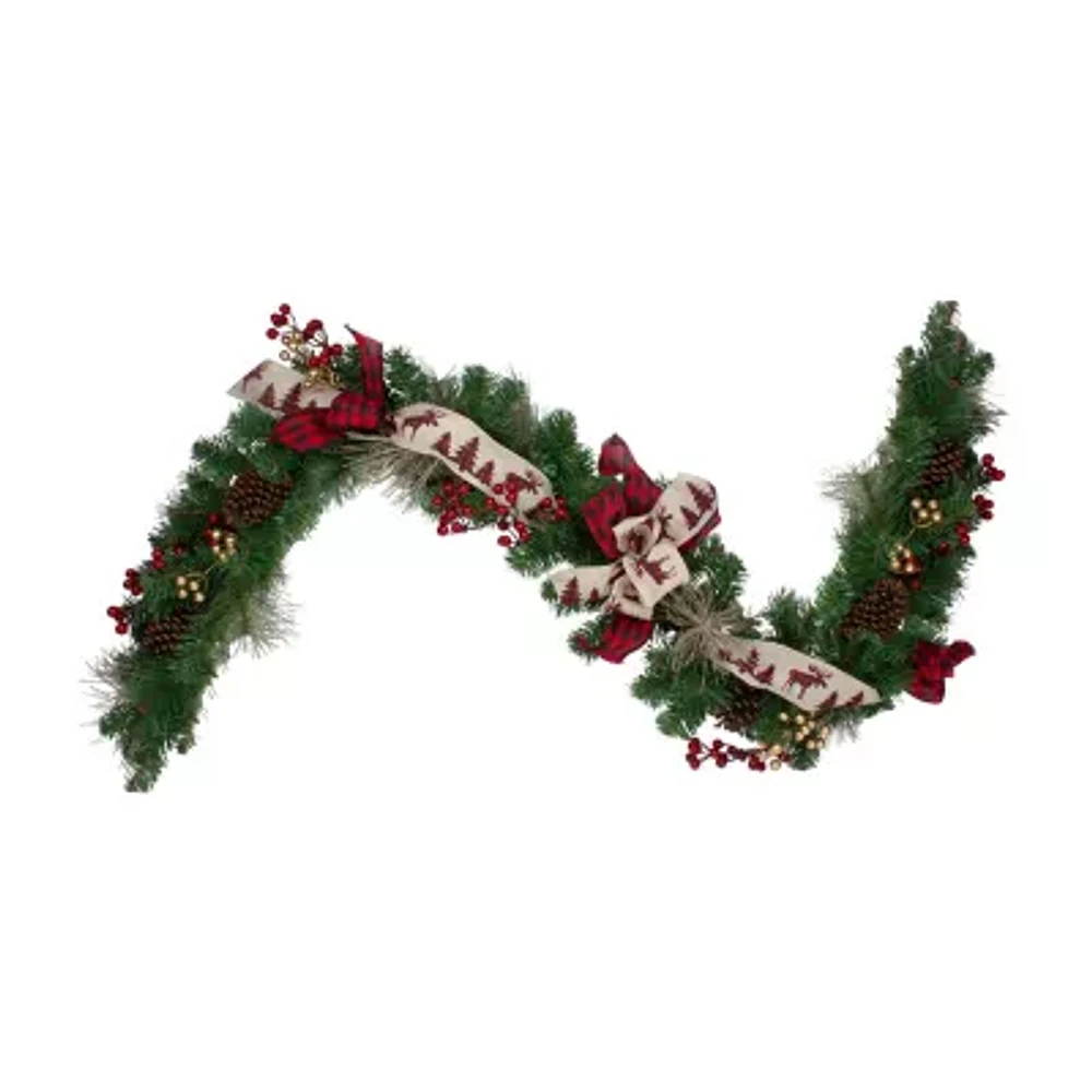 Northlight Bows And Berries Unlit Indoor Christmas Garland