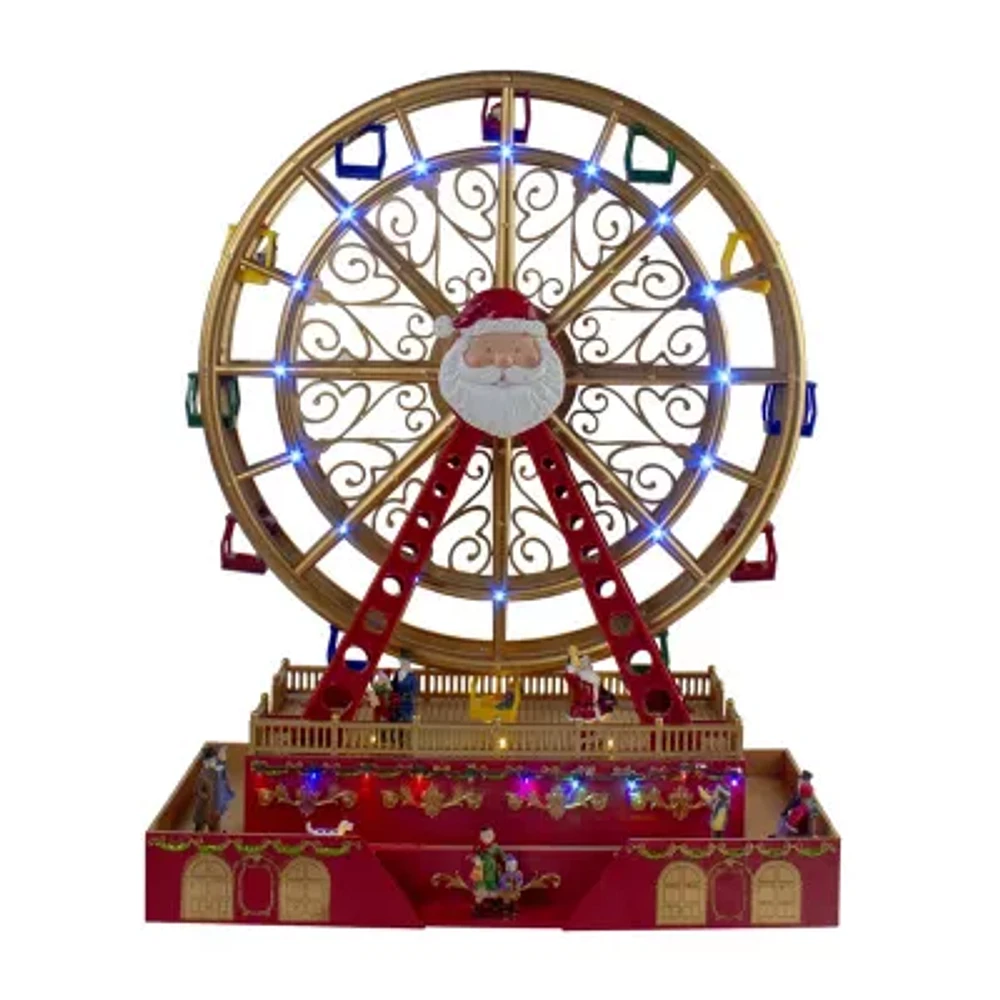 Northlight 20in Led And Musical Santa Ferris Wheel Lighted Christmas Village