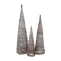 Northlight Led Snowy Rattan  Cone Tree 3-pc. Lighted Christmas Tabletop Decor