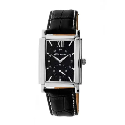 Heritor Frederick Mens Automatic Black Leather Strap Watch Herhr6102