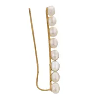 White Cultured Freshwater Pearl 10K Gold Ear Climbers