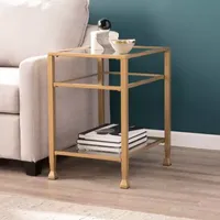 Brana Gold Metal and Glass End Table