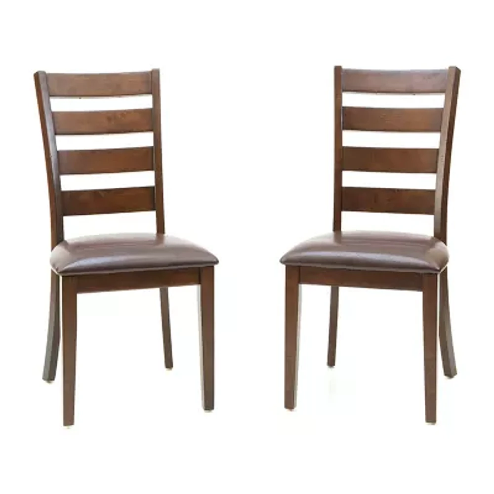 Landry Set of 2 Faux-Leather Ladderback Dining Chairs