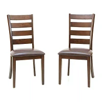 Landry Set of 2 Faux-Leather Ladderback Dining Chairs