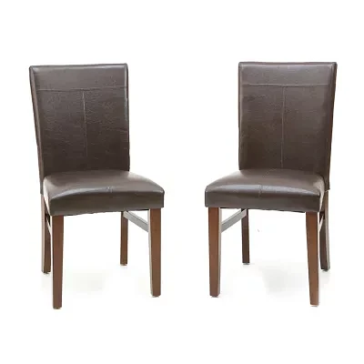 Landry Set of 2 Faux-Leather Parsons Dining Chairs