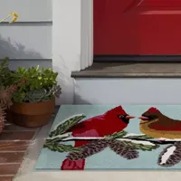 Liora Manne Frontporch Cardinals Animal Hand Tufted Indoor Outdoor Rectangular Accent Rug