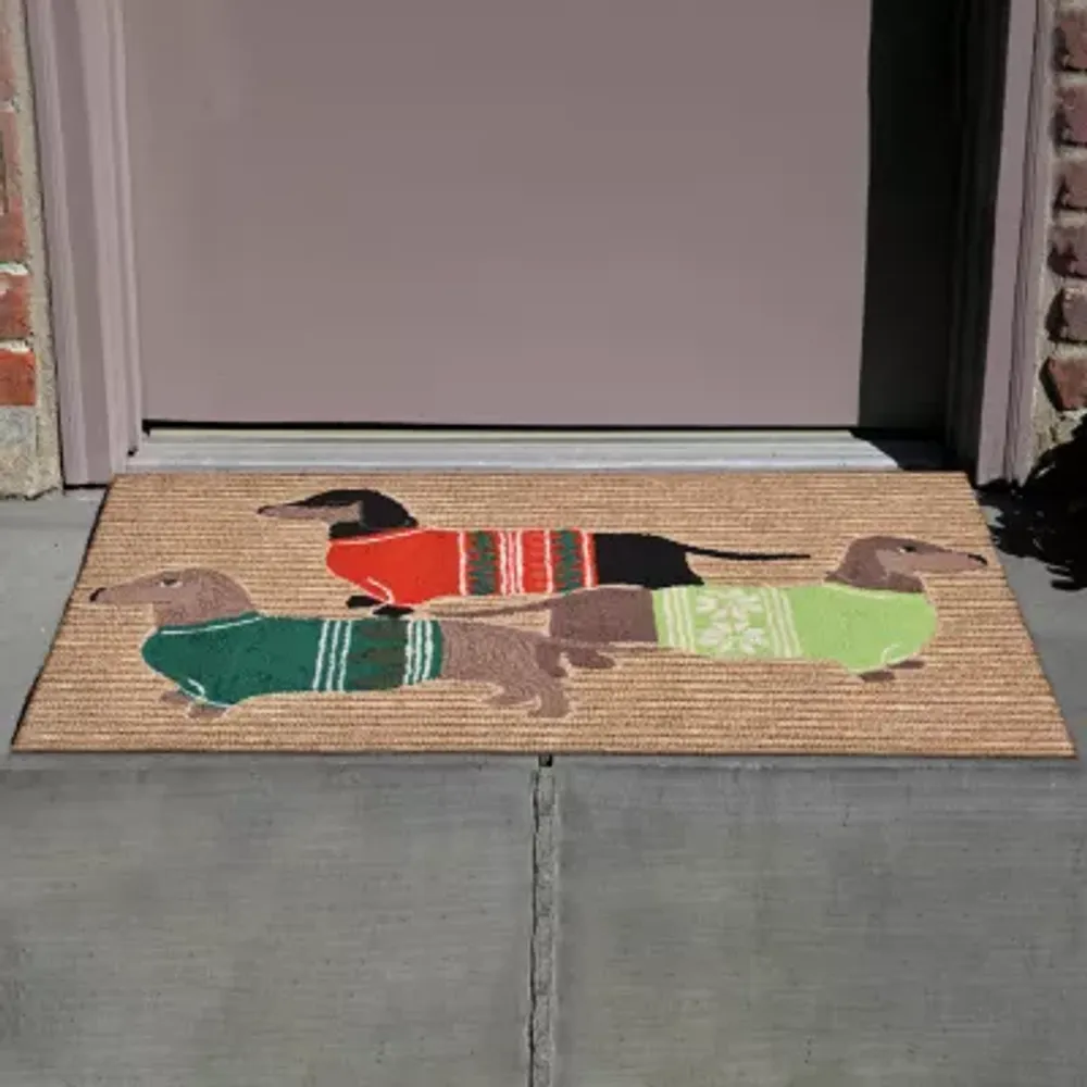 Liora Manne Frontporch Holiday Hounds Hand Tufted Rectangular Rugs & Floor Coverings Indoor Outdoor Accent