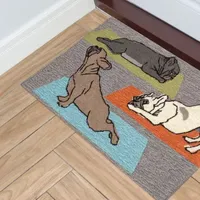 Liora Manne Frontporch Yoga Dogs Animal Hand Tufted Indoor Outdoor Rectangular Accent Rug