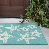 Liora Manne Capri Starfish Hand Tufted Rectangular Rugs & Floor Coverings Indoor Outdoor Animal Accent