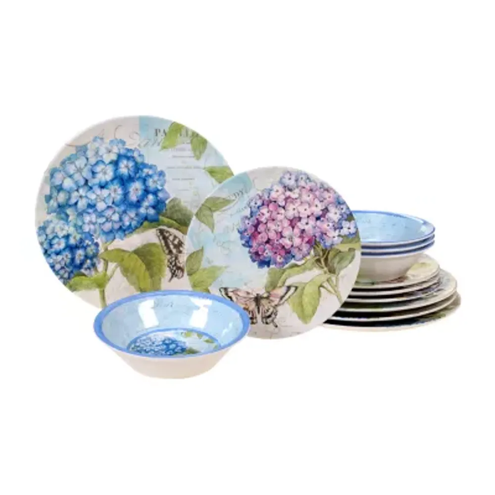 Certified International Hydrangea 12-pc. Melamine Dinnerware Set