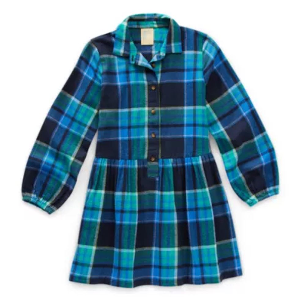 Thereabouts Little & Big Girls Easy-on + Easy-off Adaptive Long Sleeve  Shirt Dress