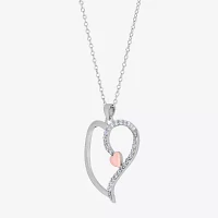 DiamonArt® Womens 1/2 CT. T.W. Cubic Zirconia 18K Rose Gold Over Silver Pendant Necklace