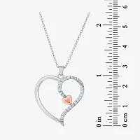 DiamonArt® Womens 1/2 CT. T.W. Cubic Zirconia 18K Rose Gold Over Silver Pendant Necklace