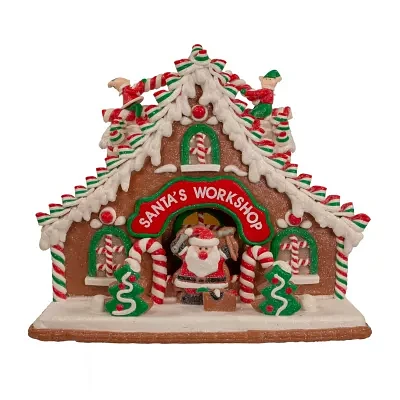 Kurt Adler 10.5-Inch Battery-Operated Santa'S Workshop Lighted Christmas Tabletop Decor