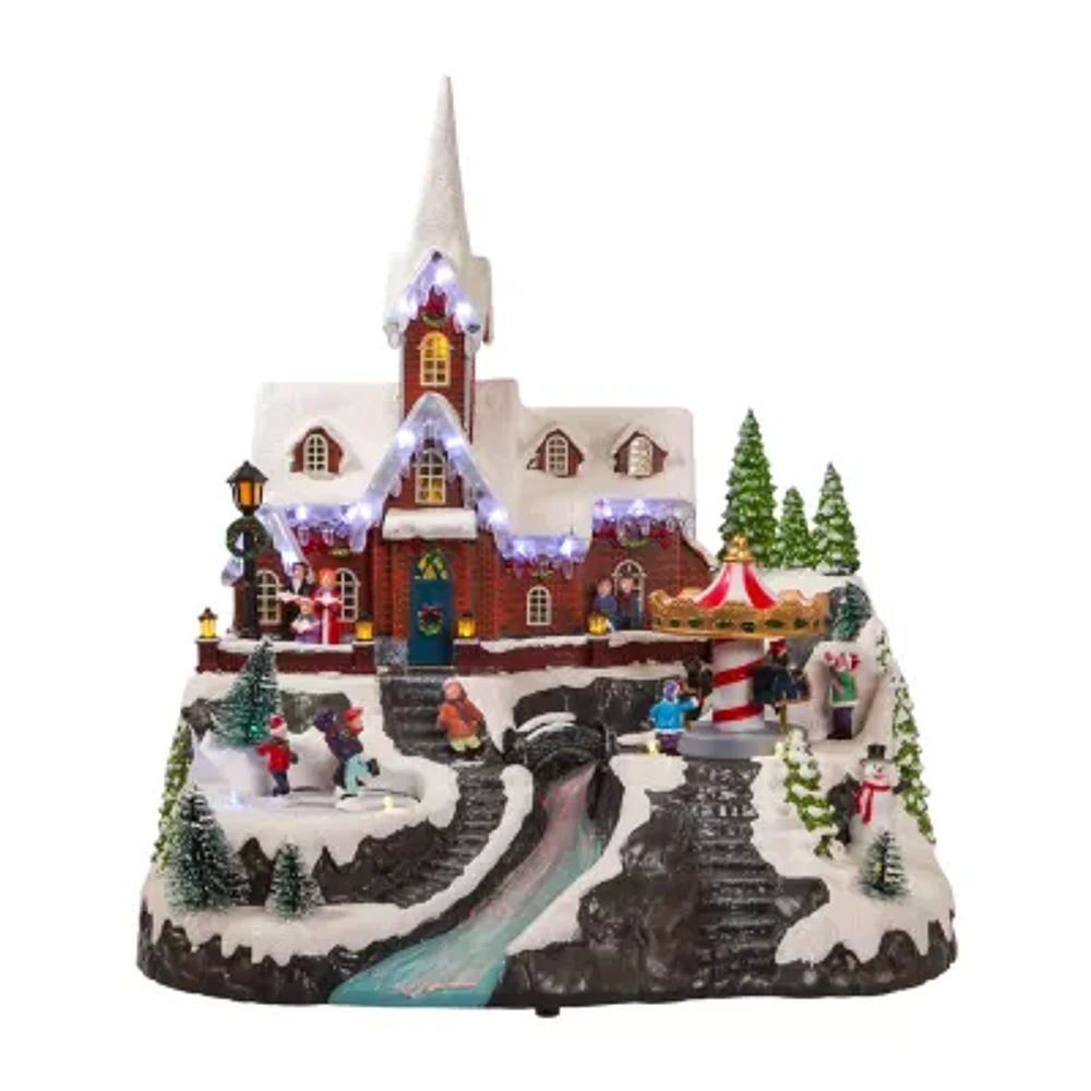 Kurt Adler 15-Inch Musical Church Lighted Christmas Tabletop Decor