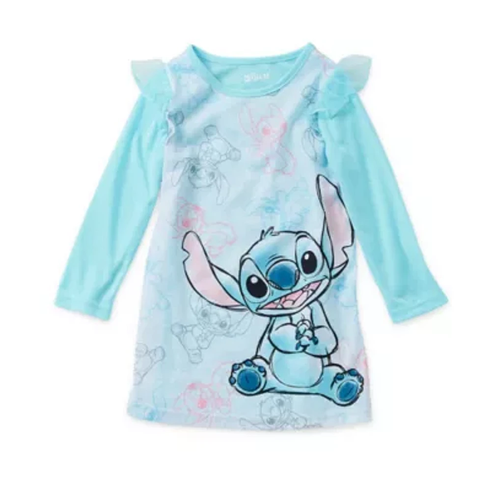 Disney Collection Toddler Girls Stitch Crew Neck Long Sleeve Nightgown