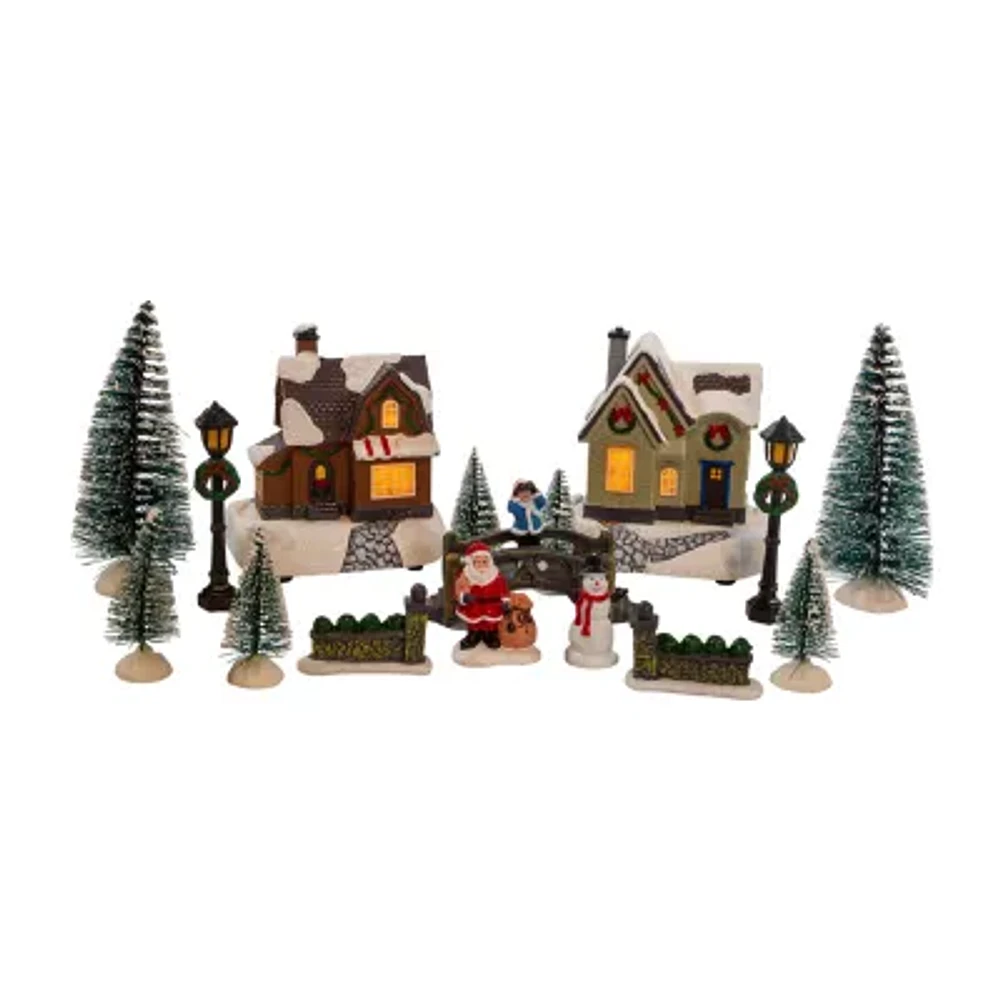 Kurt Adler 5-Inch Battery Operated 17-pc. Lighted Christmas Village