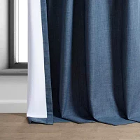 Exclusive Fabrics & Furnishing Performance Linen Hotel 100% Blackout Rod Pocket Back Tab Single Curtain Panel