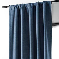 Exclusive Fabrics & Furnishing Performance Linen Hotel 100% Blackout Rod Pocket Back Tab Single Curtain Panel