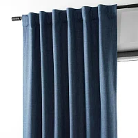 Exclusive Fabrics & Furnishing Performance Linen Hotel 100% Blackout Rod Pocket Back Tab Single Curtain Panel