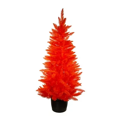 Kurt Adler  Orange 4 1/2 Foot Potted Christmas Tree