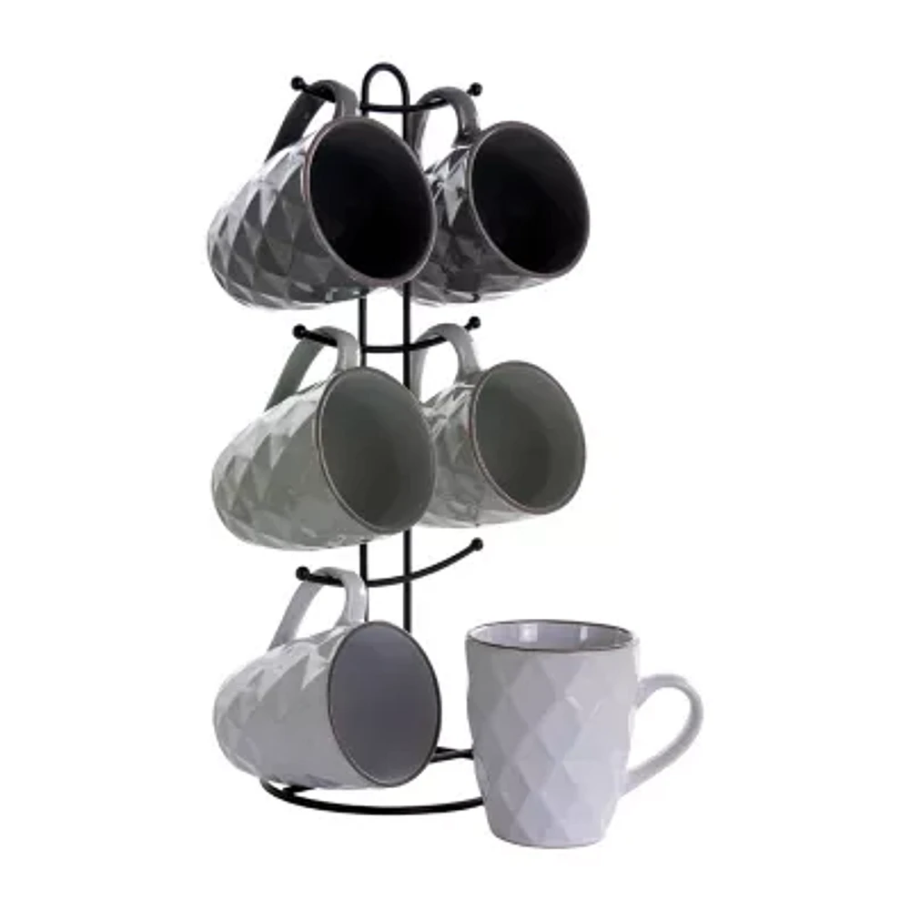 Elama Diamond Waves 6-pc. Stoneware Mug Set