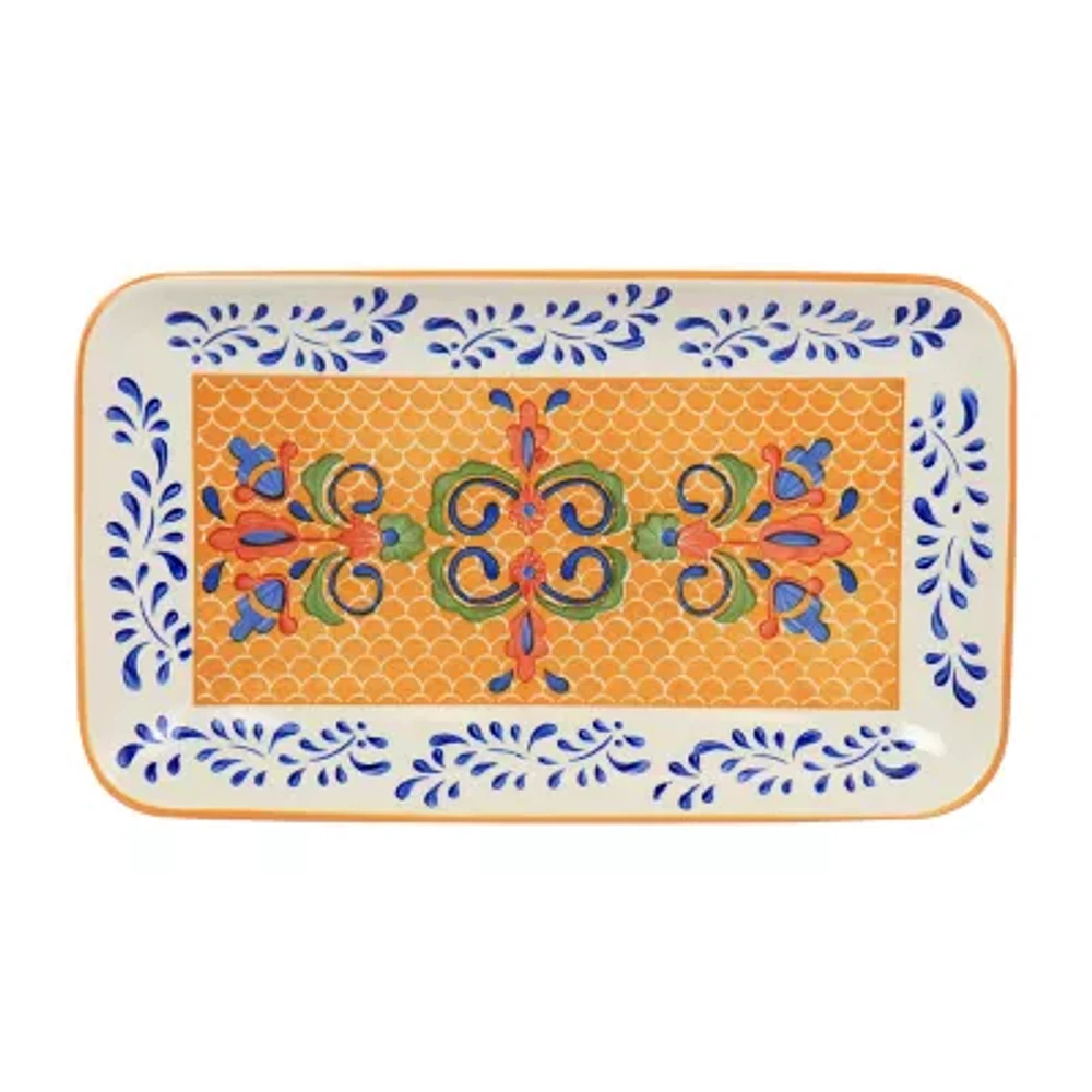 Gibson Serving Hand Painted Tierra Stoneware Serving Platter