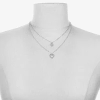 Bijoux Bar Delicates Silver Tone Glass 16 Inch Link Heart Strand Necklace