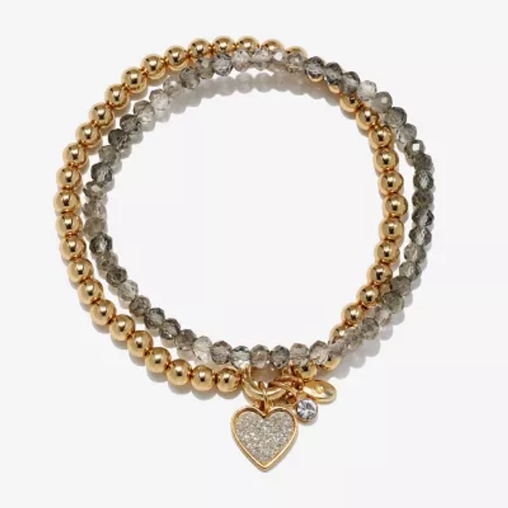 Bijoux Bar Delicates Gold Tone 2-pc. Heart Bracelet Set