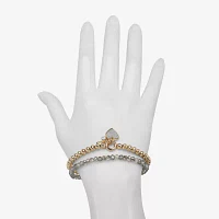 Bijoux Bar Delicates Gold Tone 2-pc. Heart Bracelet Set