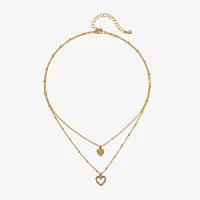 Bijoux Bar Delicates Gold Tone Glass 16 Inch Link Heart Strand Necklace