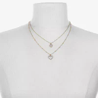 Bijoux Bar Delicates Gold Tone Glass 16 Inch Link Heart Strand Necklace