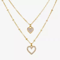 Bijoux Bar Delicates Gold Tone Glass 16 Inch Link Heart Strand Necklace